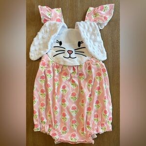 Adorable Pink Bunny Easter Bubble Romper